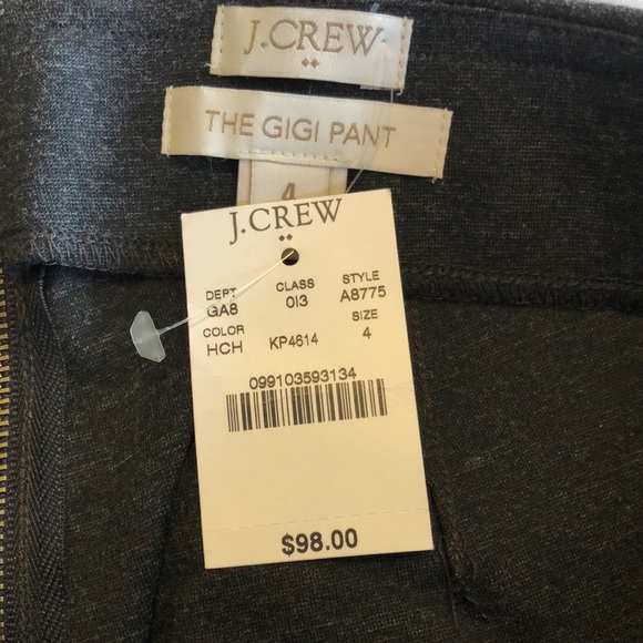 J Crew Charcoal Black Leather Stripe Ankle Crop Stretch Gigi Pant - Picture 5 of 5